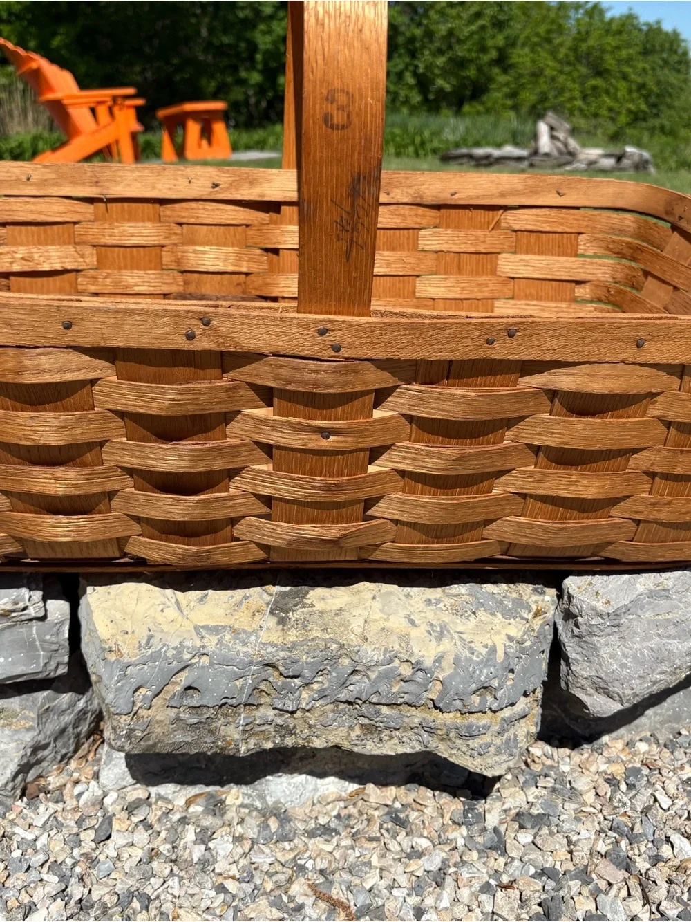 Classic Vintage Woven Wood Basket in Natural Brown